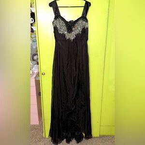 Source Unknown Black Maxi Dress with Silver Details